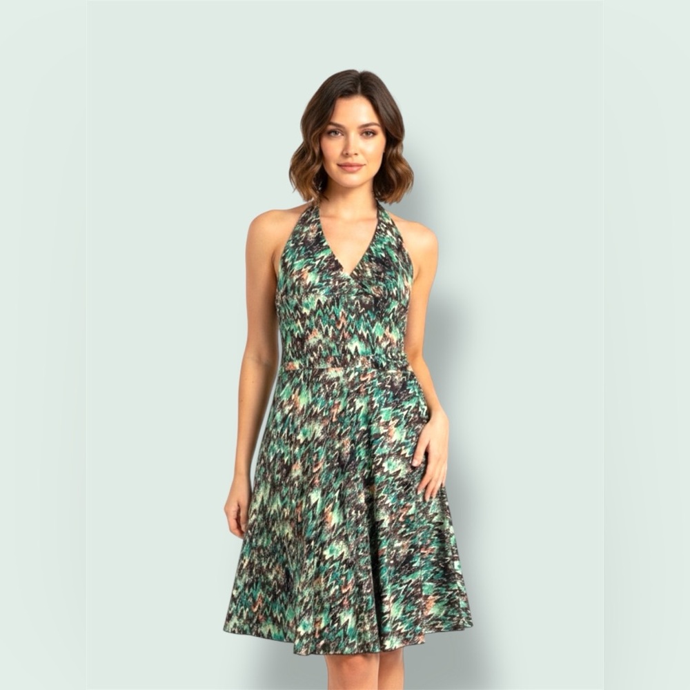 AGB Multicolor Backless Halter Dress